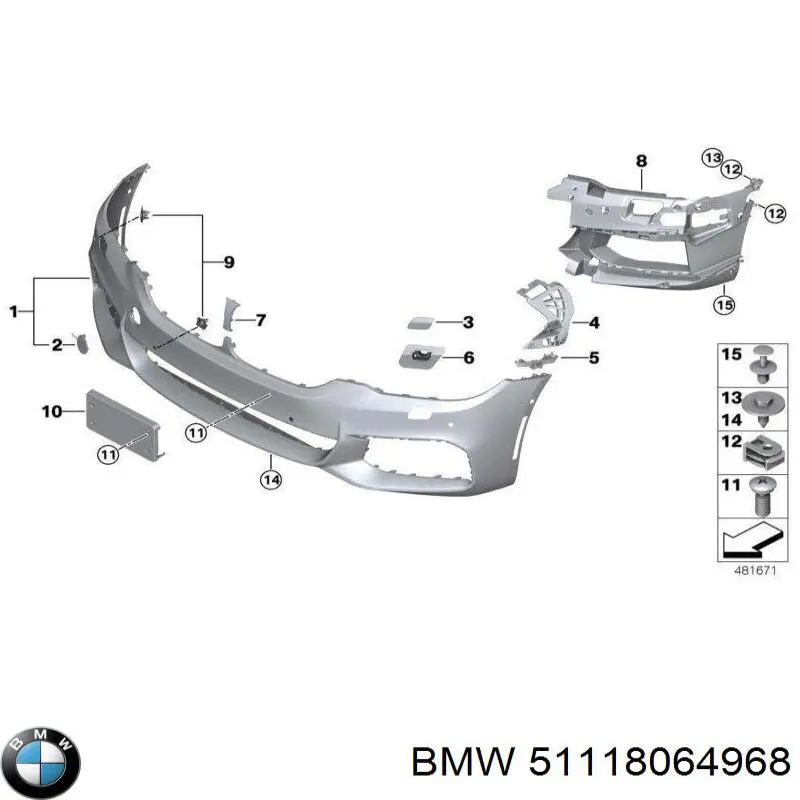 Soporte, faro antiniebla derecho para BMW 5 (G30, F90)