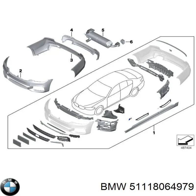 Listón embellecedor/protector, parachoque delantero izquierdo para BMW 5 (G30, F90)