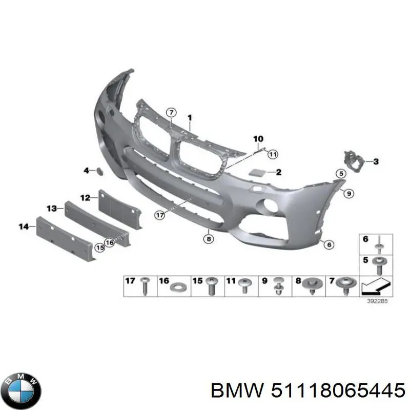 51118065445 BMW Tapa de boquilla lavafaros delantero