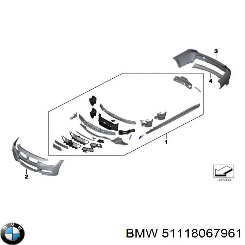 51118067961 BMW cobertura de parachoques, enganche de remolque, delantera