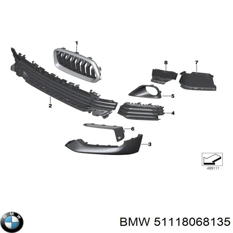 Rejilla de ventilación, paragolpes delantero, central BMW 51118068135 precio, desde 102,04 EUR