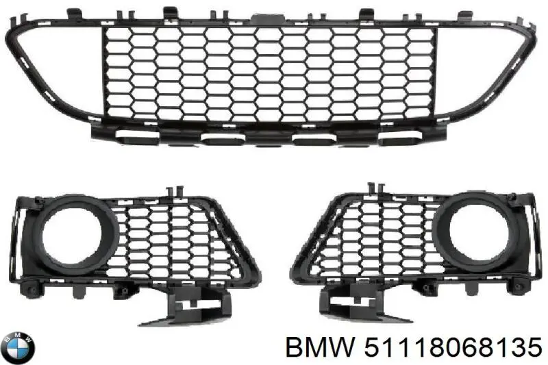 51118068135 BMW rejilla de ventilación, parachoques trasero, central