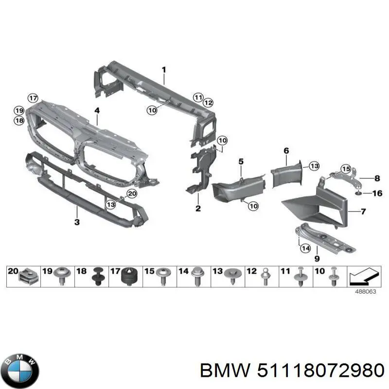 Rejilla de ventilación, paragolpes delantero, central BMW 51118072980 precio, desde 79,97 EUR