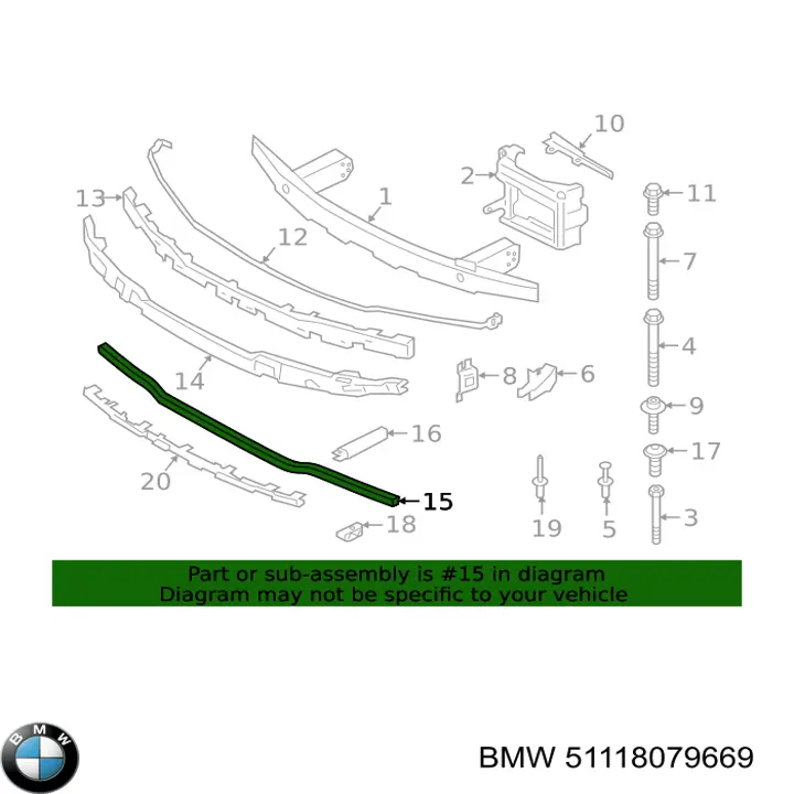 Refuerzo de parachoques delantero BMW 51118079669 precio, desde 96,82 EUR