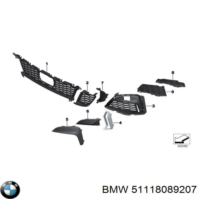Moldura de rejilla de parachoques delantera izquierda BMW 51118089207 precio, desde 42,37 EUR