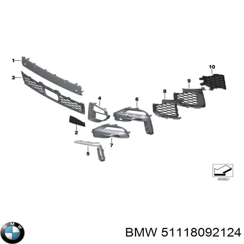 51118092124 BMW cobertura de parachoques, enganche de remolque, delantera izquierda