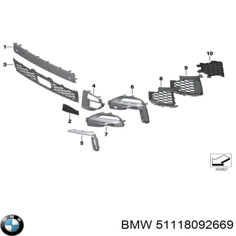 Moldura de rejilla de parachoques delantera izquierda BMW 51118092669 precio, desde 111,09 EUR