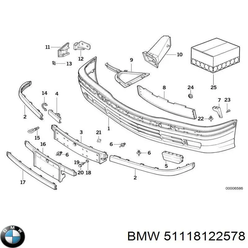 51118122578 BMW soporte de parachoques delantero derecho