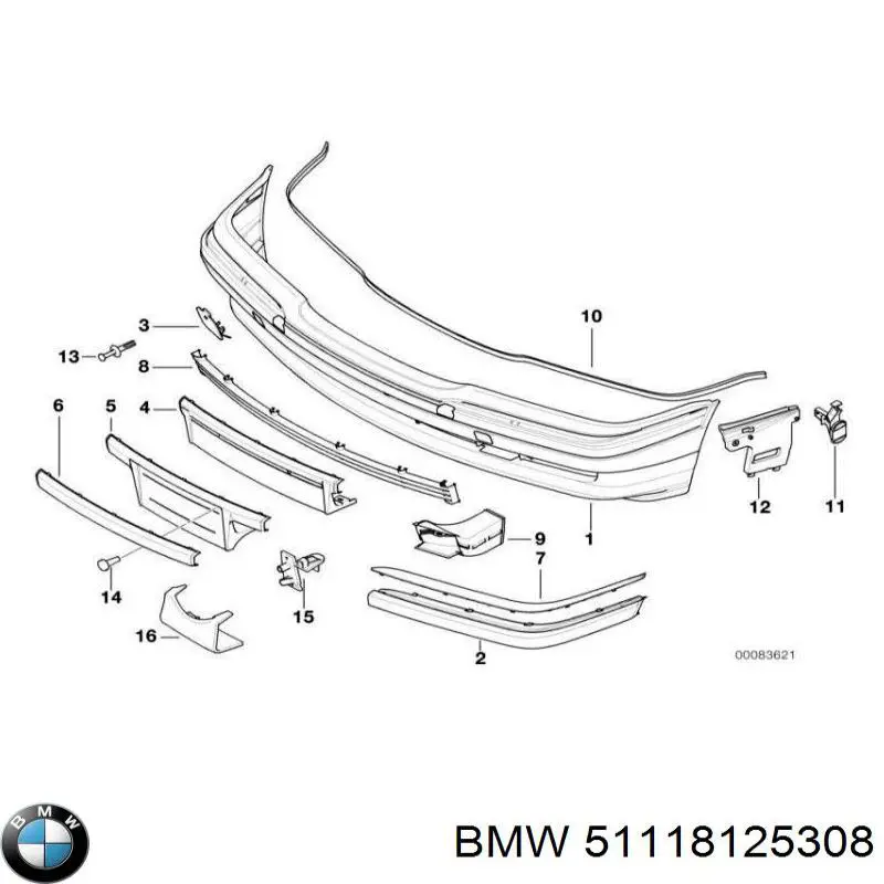 Soporte de paragolpes delantero derecho para BMW 7 (E38)