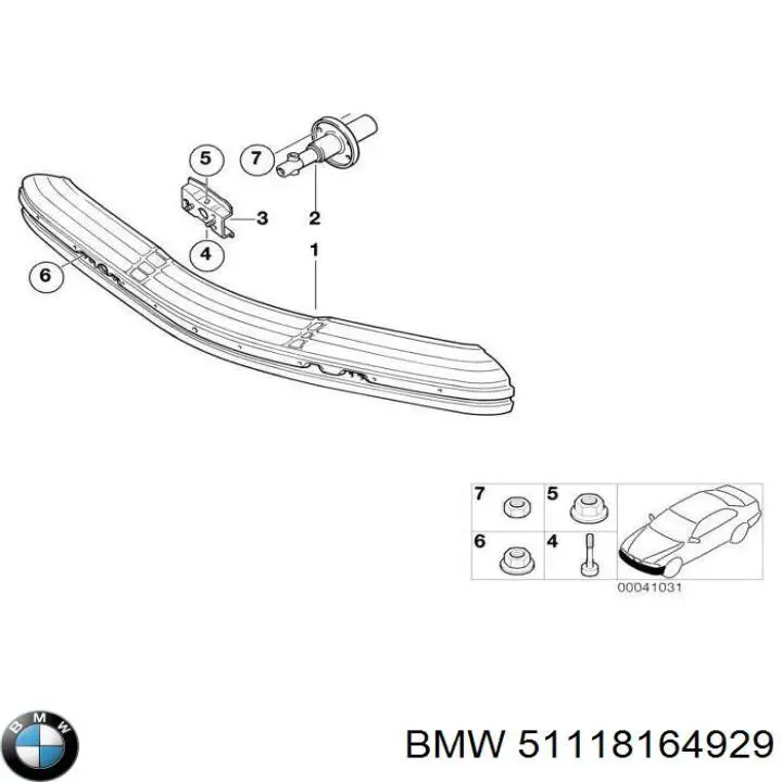 51 11 8 164 929 BMW refuerzo parachoque delantero