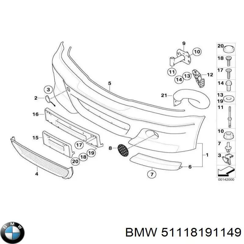51112694162 BMW junta de parachoques delantero