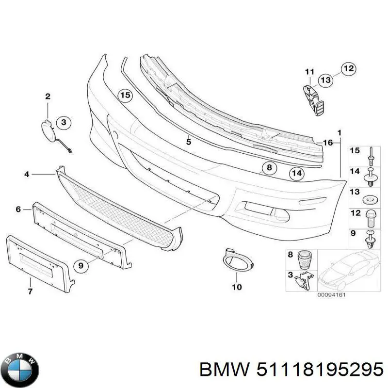 Soporte de parachoques delantero izquierdo para BMW 3 (E46)