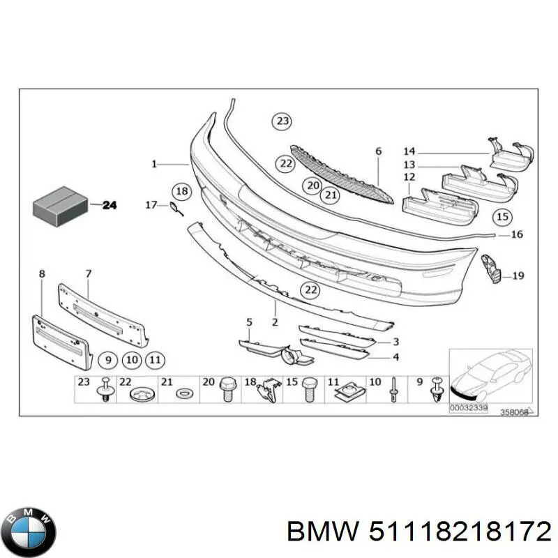 51118218172 BMW paragolpes delantero