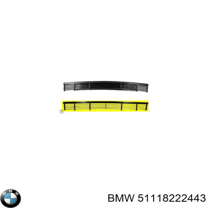 51118222443 BMW rejilla de ventilación, parachoques trasero, central
