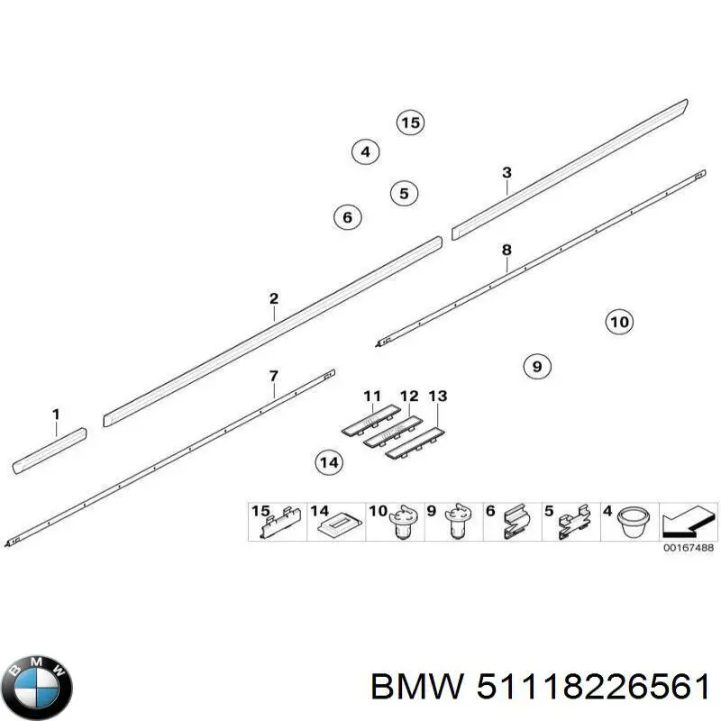 51118226561 BMW Listón embellecedor/protector, parachoque delantero izquierdo