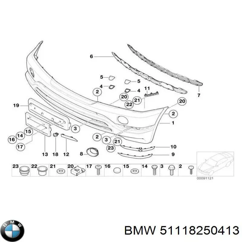51118250413 BMW cobertura de parachoques, enganche de remolque, delantera izquierda