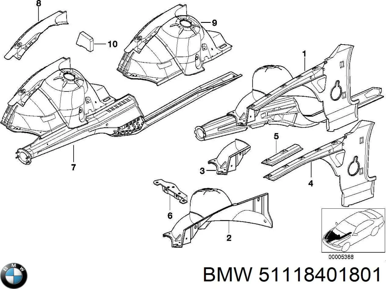 51118401801 BMW Soporte de parachoques delantero izquierdo