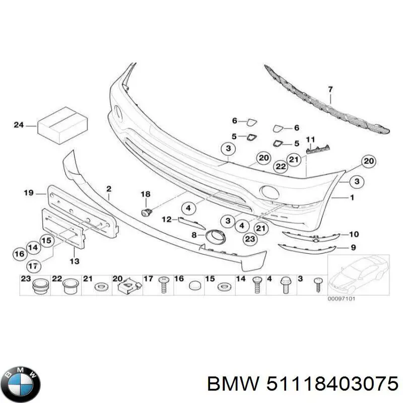 51118403075 BMW soporte de matricula delantera