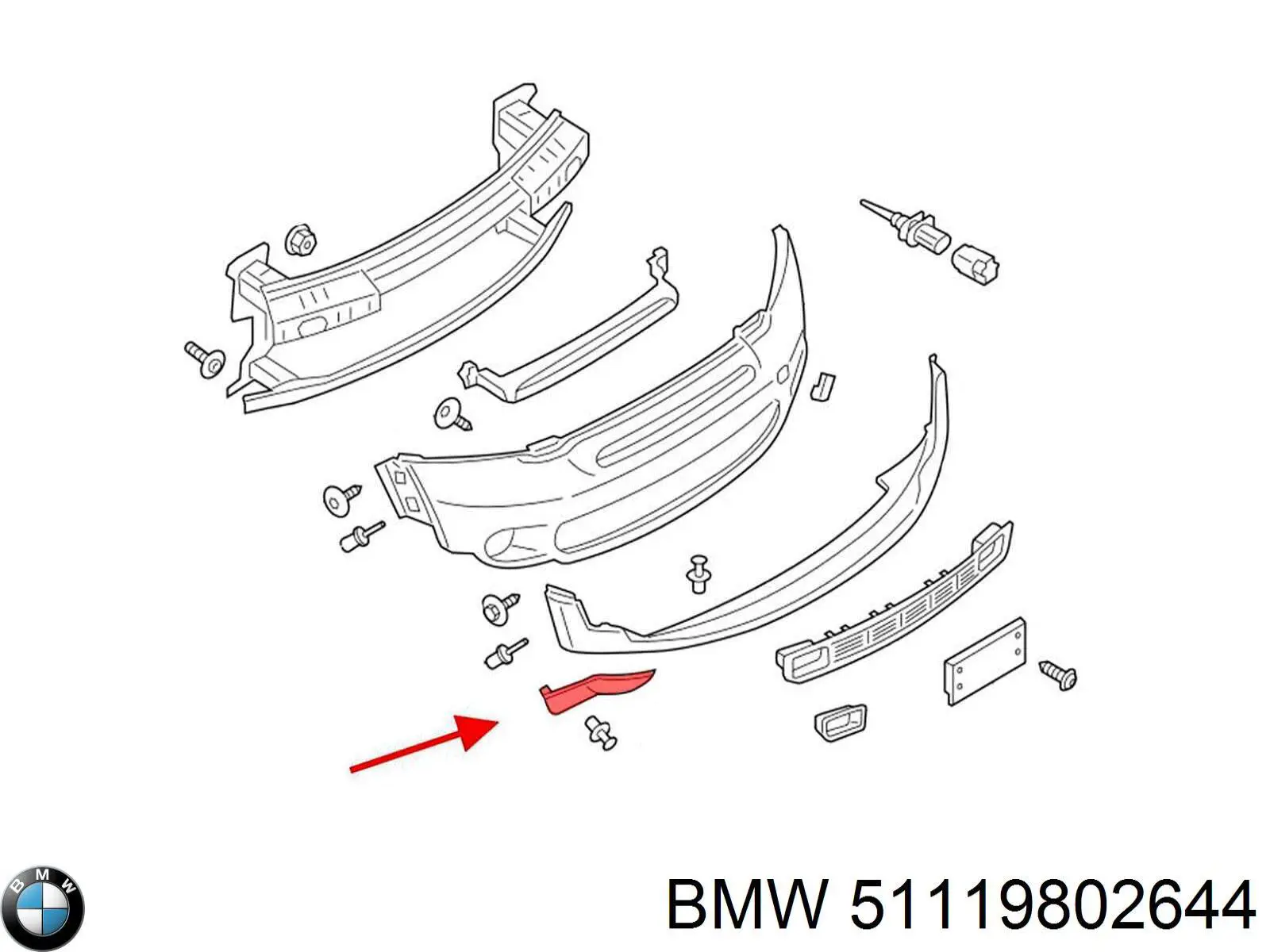 Spoiler derecho del parachoques delantero BMW 51119802644 precio, desde 33,64 EUR