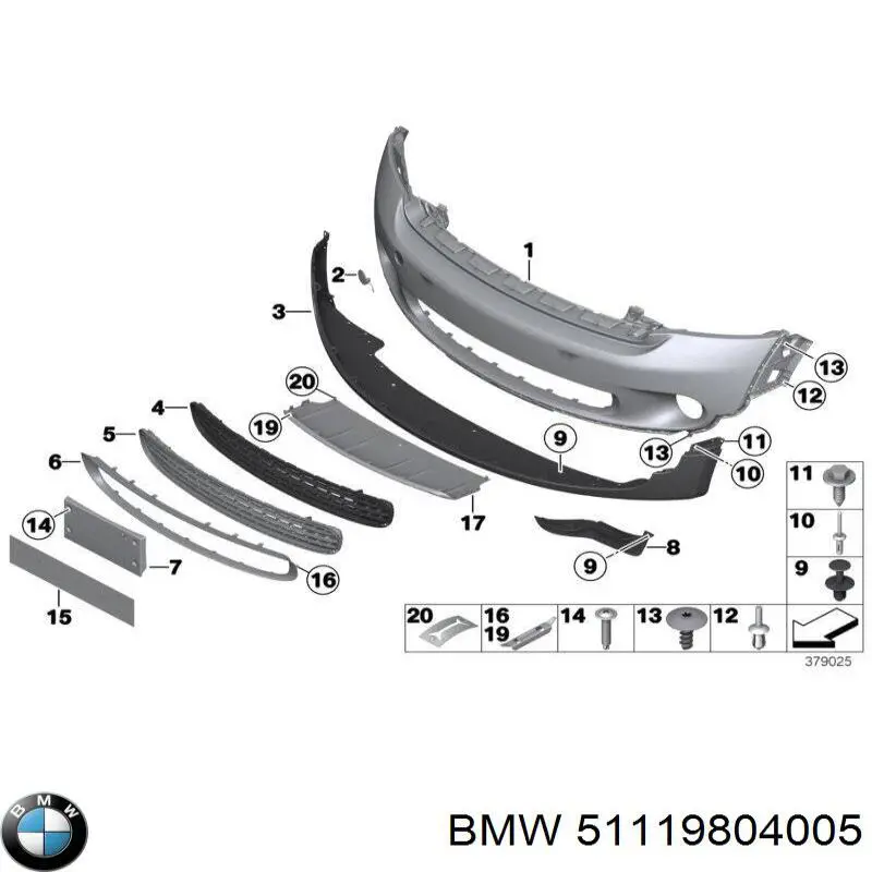 Rejilla de ventilación, paragolpes delantero, central BMW 51119804005 precio, desde 86,30 EUR