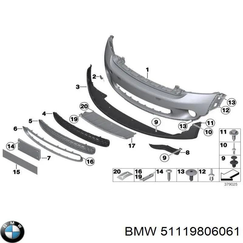 51119806061 BMW tapa del enganche de remolcado delantera