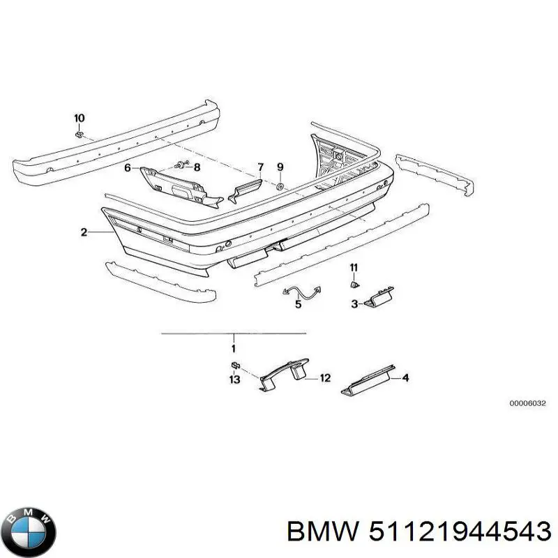 51121944543 BMW soporte de guía para parachoques trasero