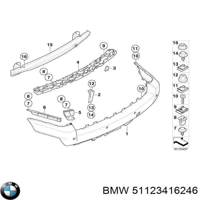 Comprar 51123416246 BMW Soporte central del parachoques trasero