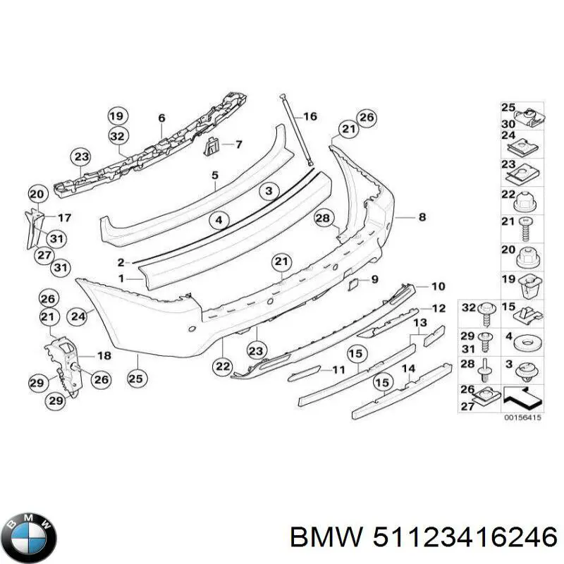 51123416246 BMW soporte de parachoques trasero central