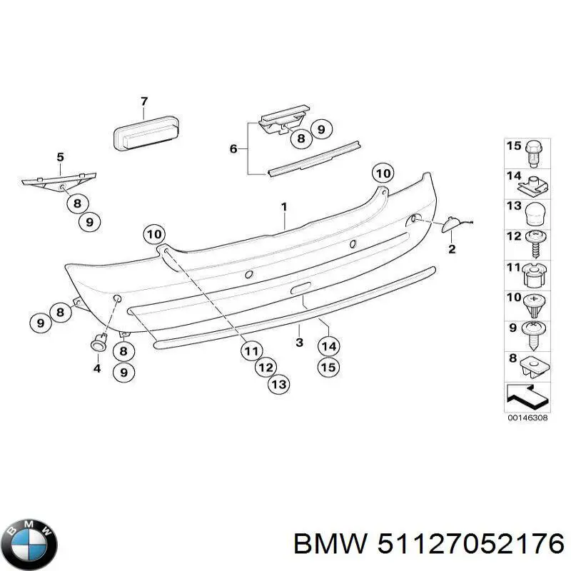 51127052176 BMW Soporte del paragolpes trasero derecho