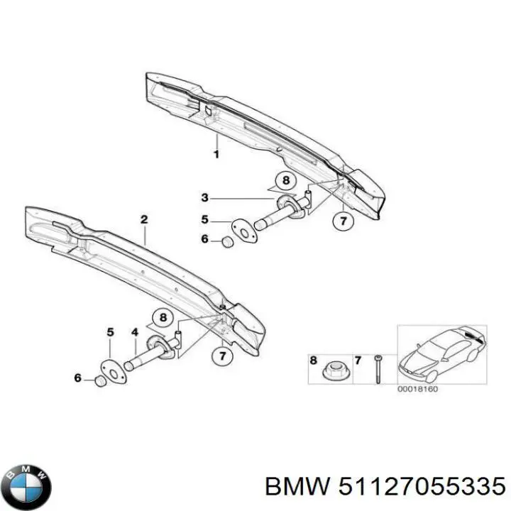 Absorbente parachoques trasero BMW 51127055335