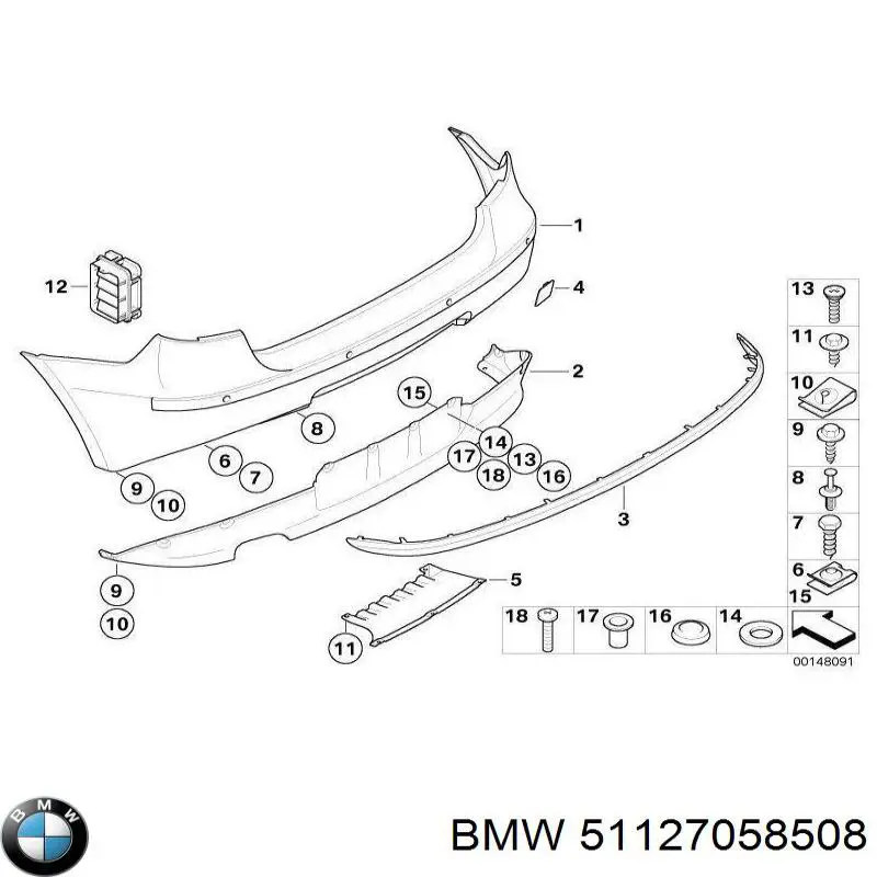 51127058508 BMW parachoques trasero, parte inferior