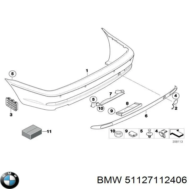 51127112406 BMW Defensa trasero
