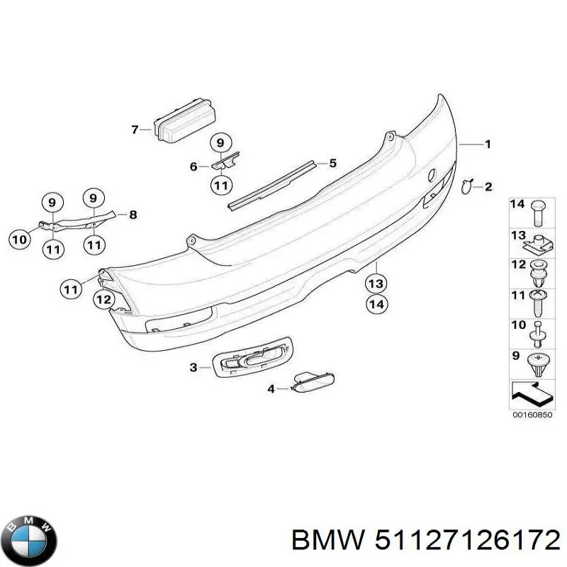 Soporte de parachoques trasero para Mini Cooper  R50, R53