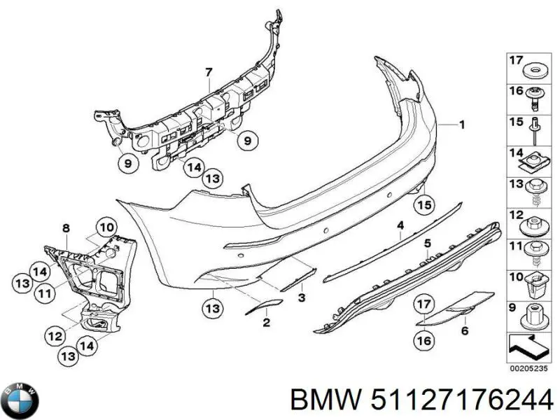 51127176244 BMW soporte de parachoques trasero central