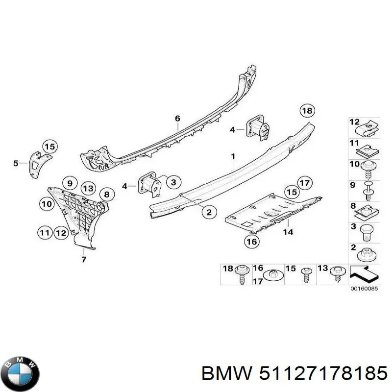 51127178185 BMW soporte de parachoques trasero exterior izquierdo