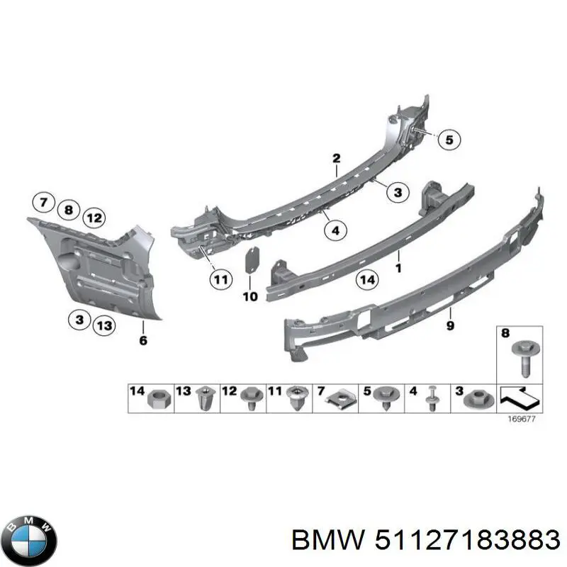 51127183883 BMW soporte de parachoques trasero central