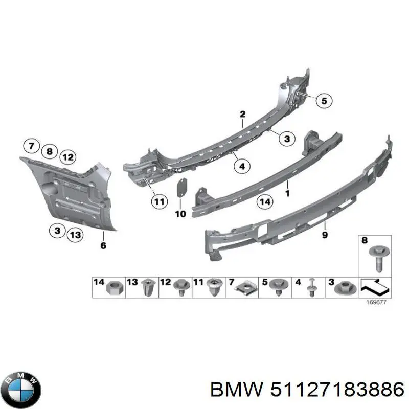 51127183886 BMW soporte de parachoques trasero derecho