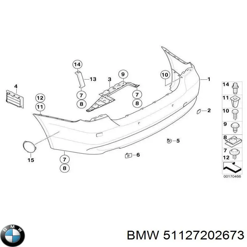 51127202673 BMW cobertura de parachoques, enganche de remolque, trasera