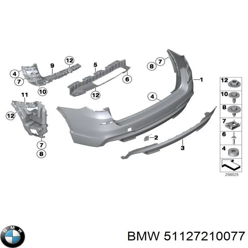 51127210077 BMW soporte de parachoques trasero exterior izquierdo