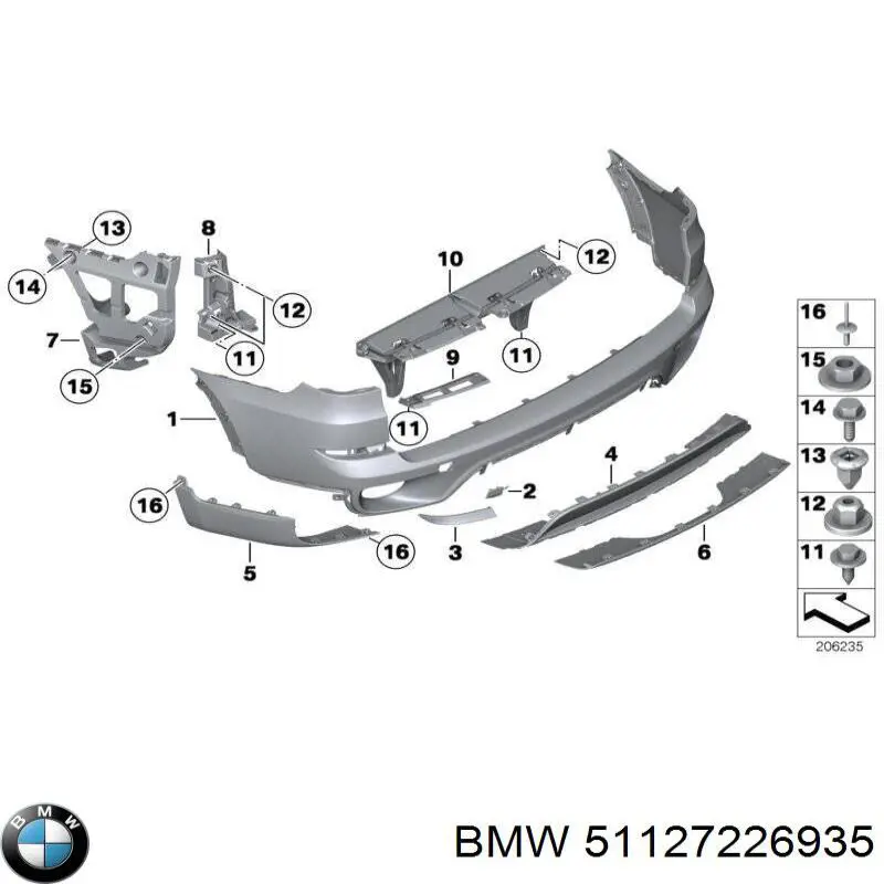 Soporte de parachoques trasero izquierdo BMW 51127226935 precio, desde 70,69 EUR
