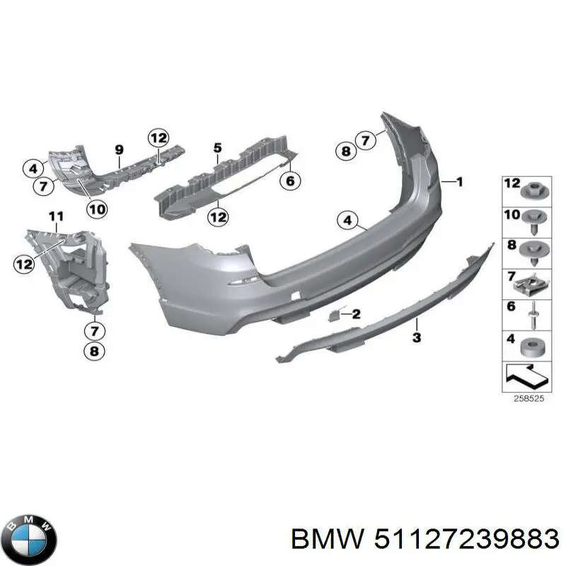 Soporte de parachoques trasero izquierdo BMW 51127239883 precio, desde 66,79 EUR