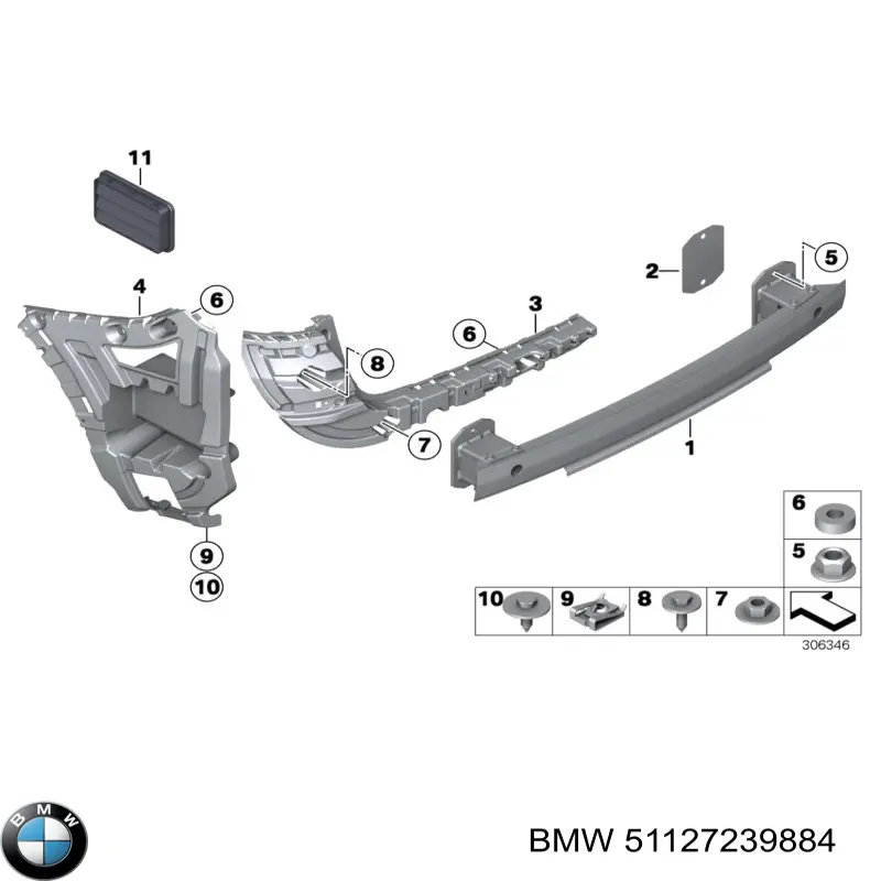 Soporte de parachoques trasero derecho para BMW X3 (F25)