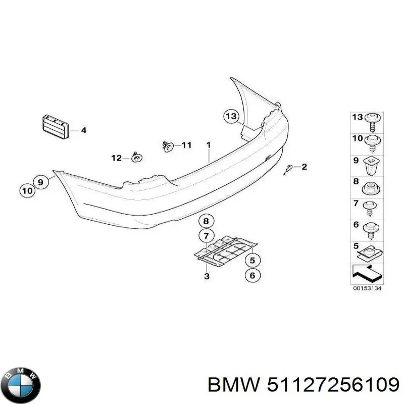 51127256109 BMW cobertura de parachoques, enganche de remolque, delantera