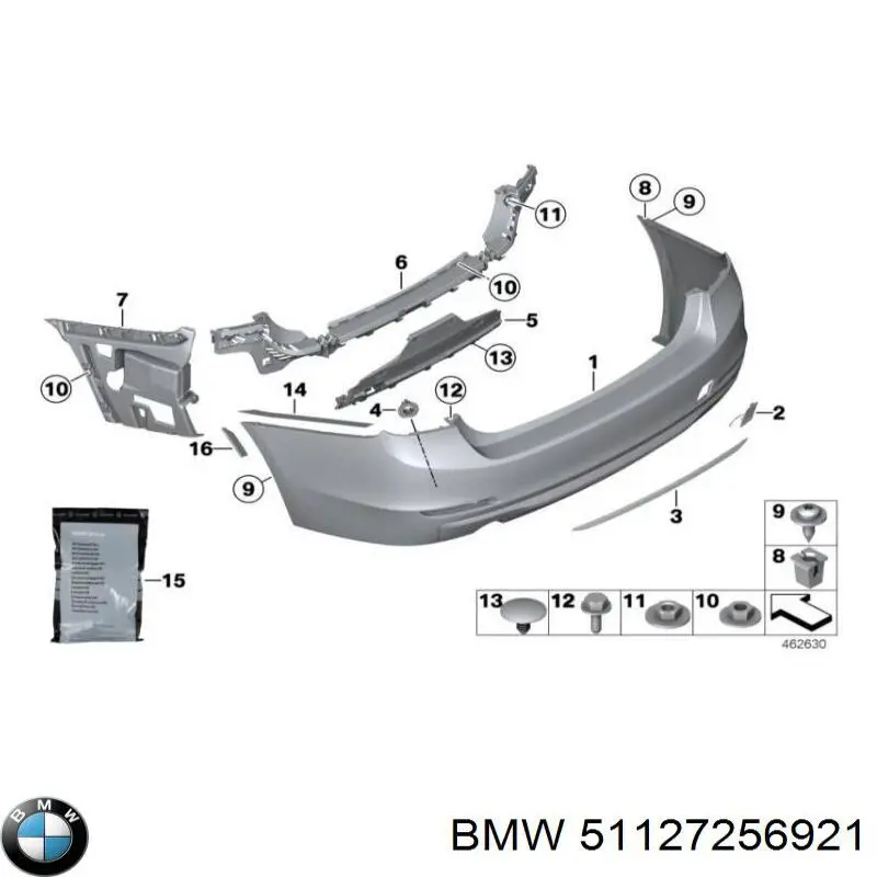 51127256921 BMW soporte de parachoques trasero central
