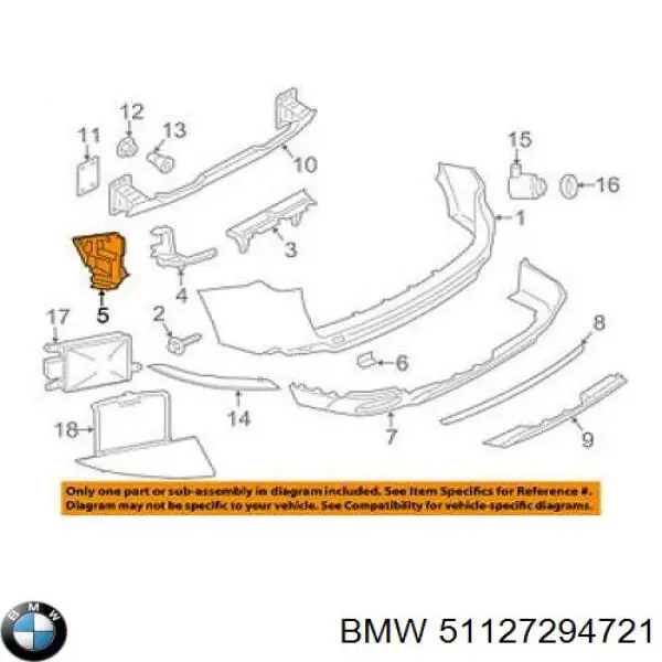 Soporte exterior izquierdo del parachoques trasero BMW 51127294721 precio, desde 92,93 EUR