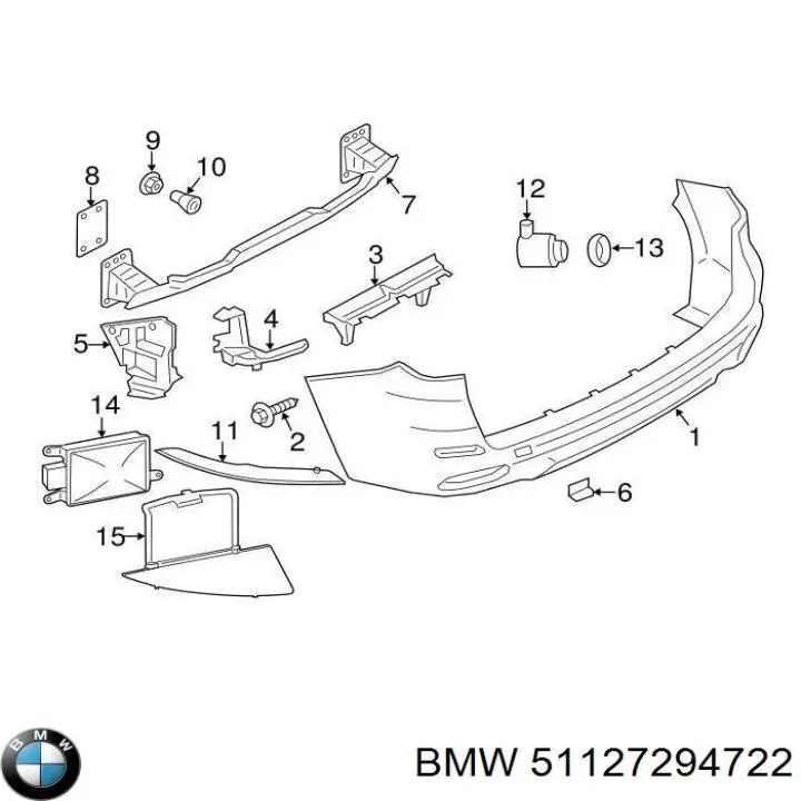 51127294722 BMW Soporte exterior derecho del parachoques trasero