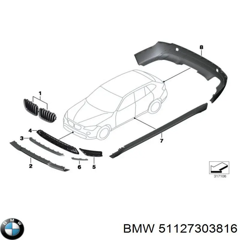 Comprar 51127303816 BMW Tapa de gancho de remolque trasero del parachoques