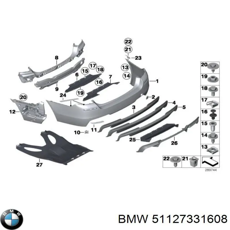 51127331608 BMW soporte de parachoques trasero derecho