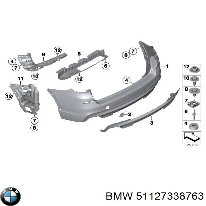 Guía izquierda del parachoques trasero BMW 51127338763 precio, desde 130,68 EUR
