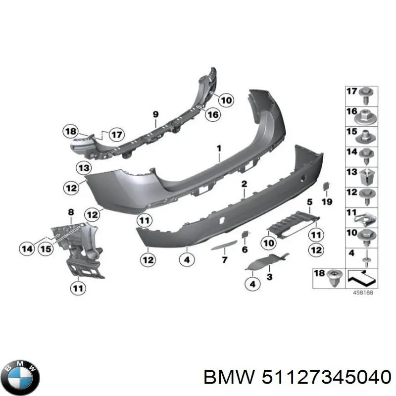 51127345040 BMW parachoques trasero, parte inferior